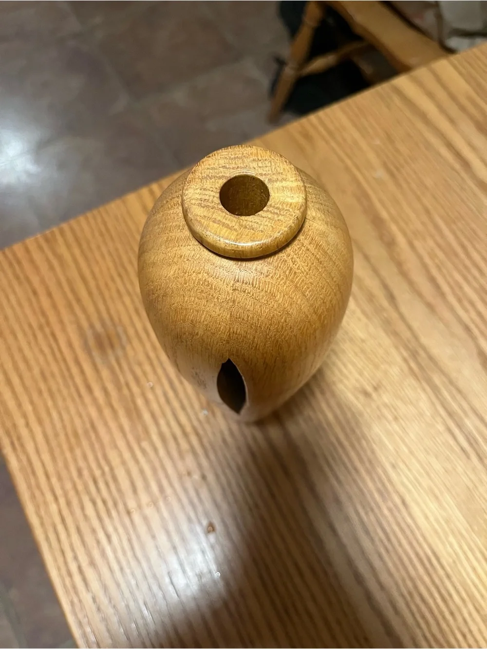 Vintage Handmade Wooden Bud Vase With Cutouts